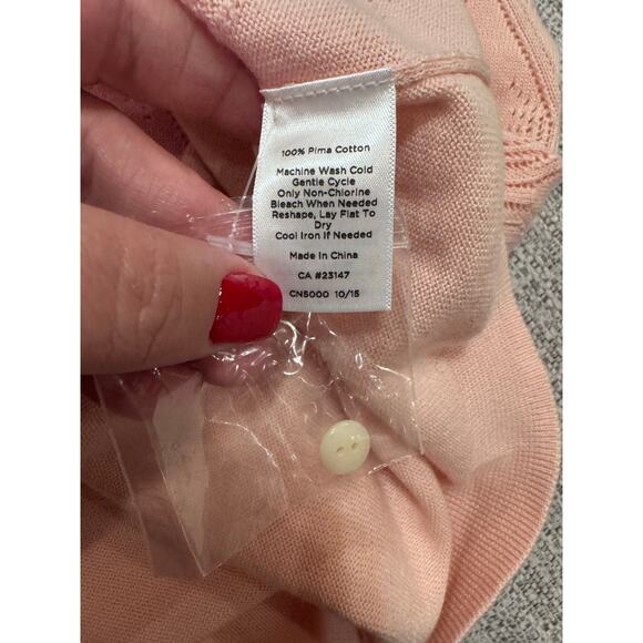 Talbots Pink Pointelle Button UP Cardigan Sweater Women's Plus Size 3X - Picture 6 of 8